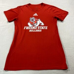 Adidas Fresno State Bulldogs Shirt Womens Medium Red Crew Neck Tee‎ Athletic